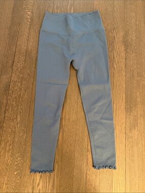 Spiritual Gangster Blue Ribbed Leggings with Lettuce Edge